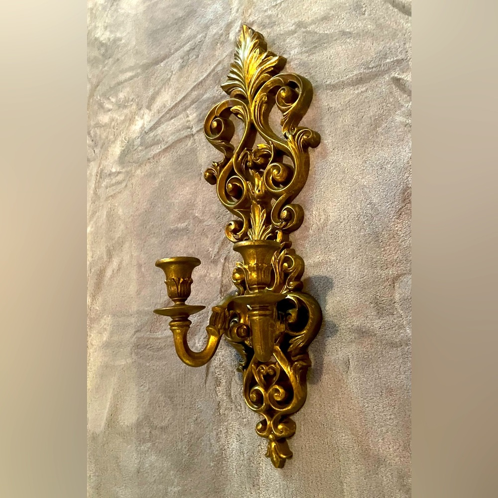 Vintage 1970’s Burwood Wall Mounted Candle Sconces - 18” Height
